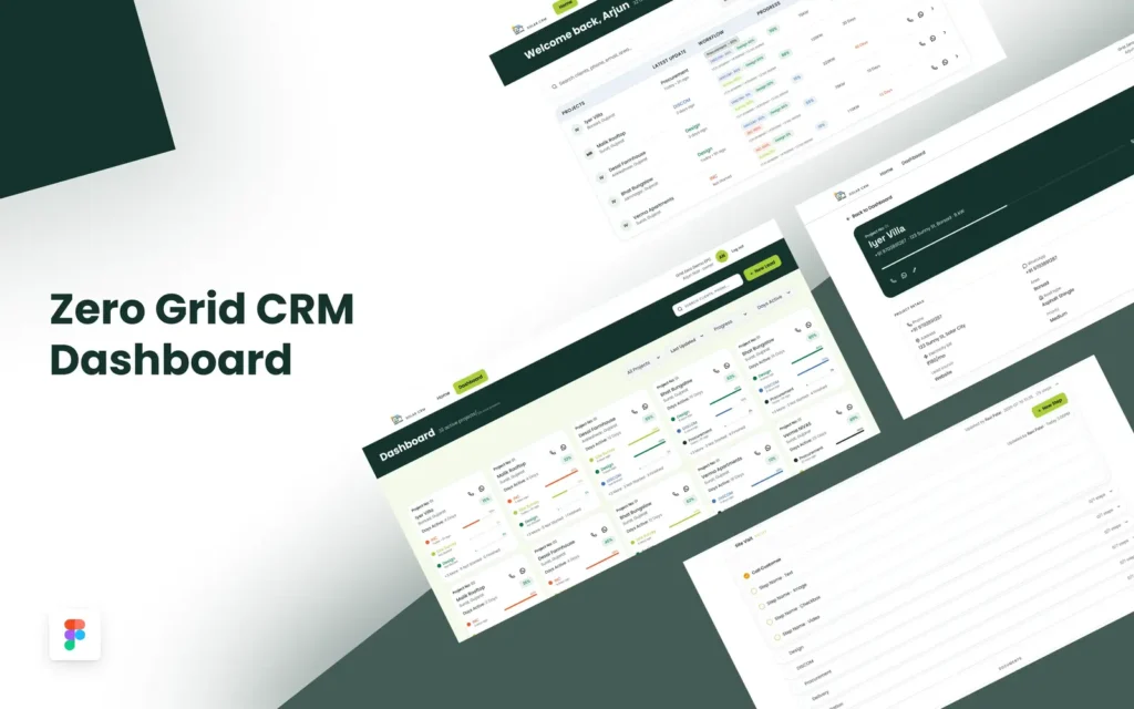 Zero Grid Solar CRM Dashboard UI/UX design for simplified project management